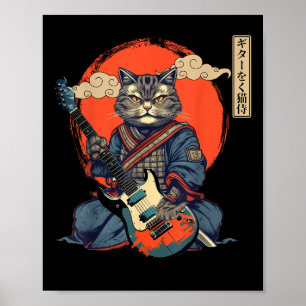 Affiche Chat Anime Japonais Samurai Tattoo Kawaii Ninja Gu
