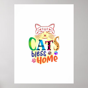 Affiche Chat Art Chats Bless Home