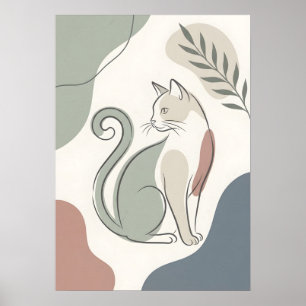Affiche Chat Assis Bohème Abstrait