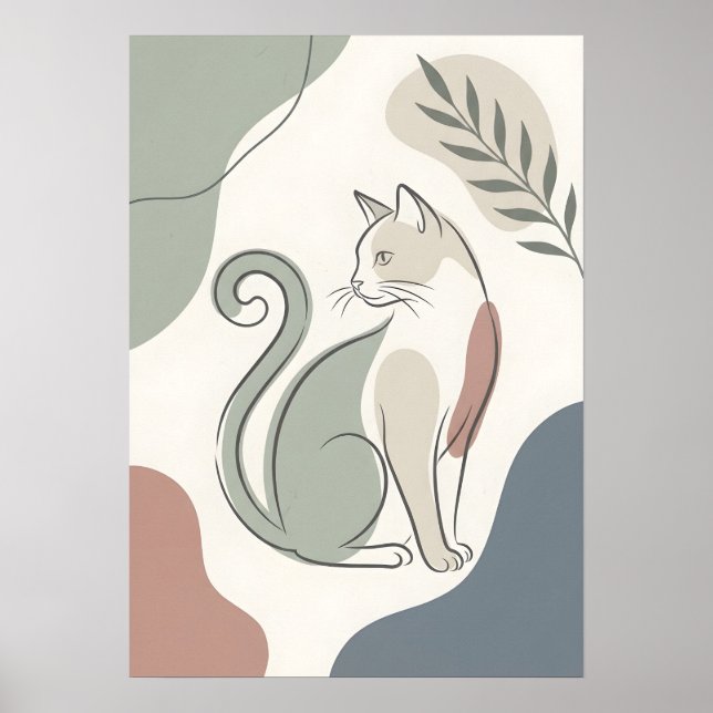 Affiche Chat Assis Bohème Abstrait (Devant)