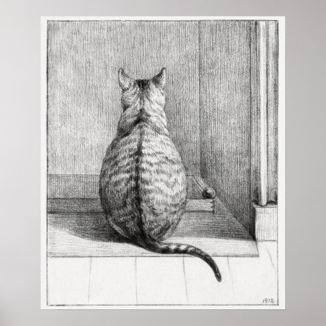 Affiche Chat assis, vu de derrière (1812)  (Devant)