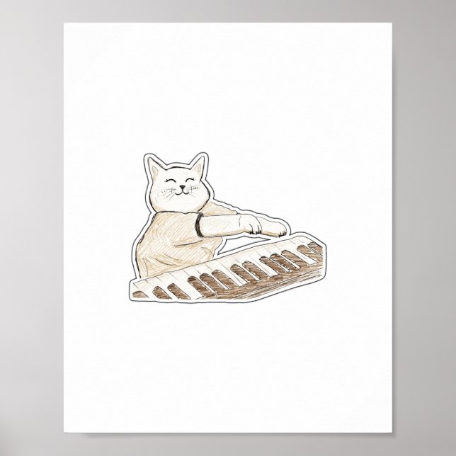Affiche Chat au piano (Devant)