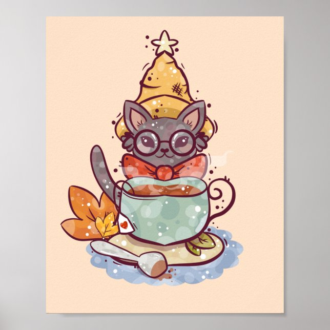 Affiche Chat automnal (Devant)