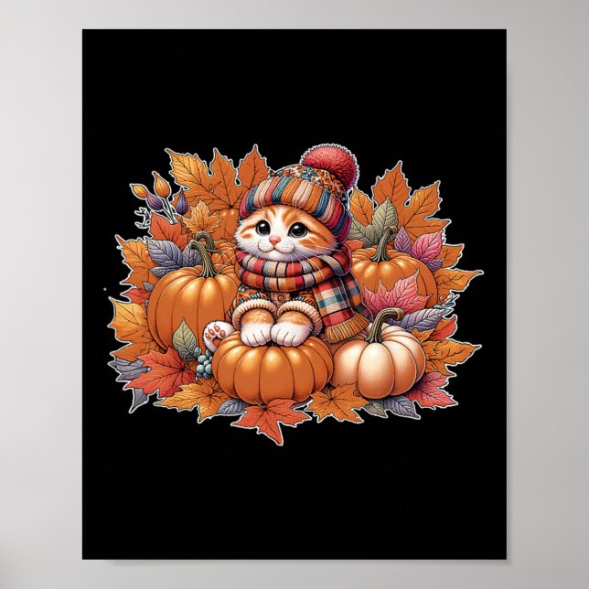 Affiche Chat-automne-feuille-bonjour-automne-chat-chaton-a (Devant)