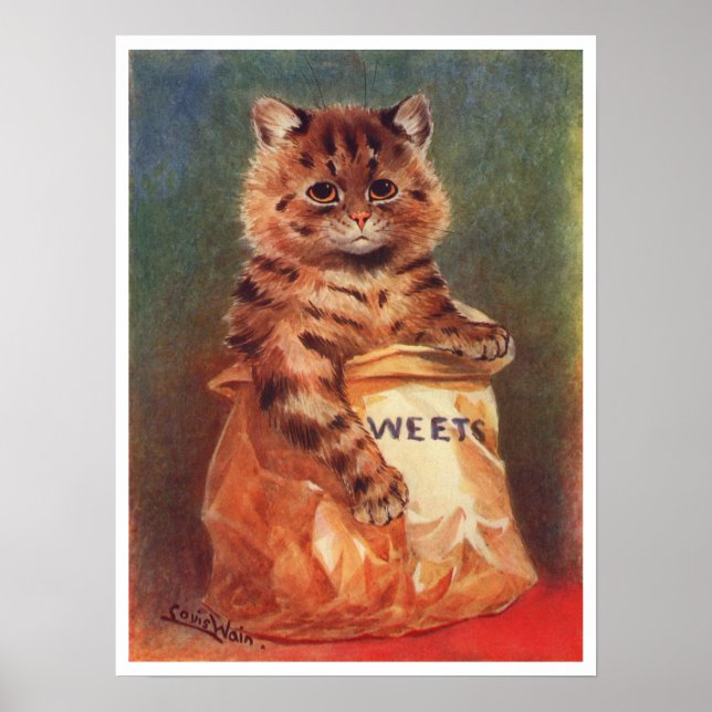 Affiche Chat aux douceurs mélangées par Louis Wain (Devant)