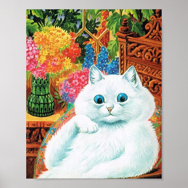 Affiche Chat aux Fleurs, Louis Wain (Devant)