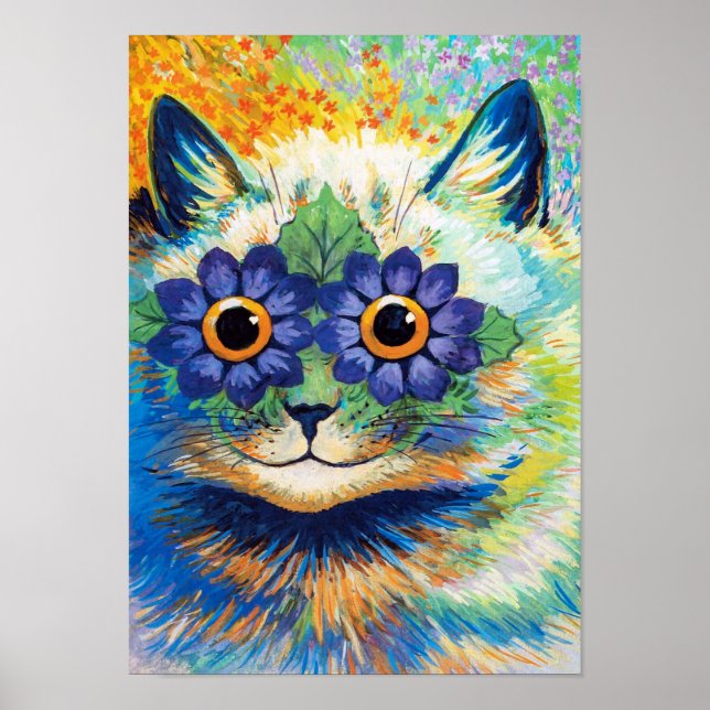 Affiche Chat aux yeux de fleurs | Louis Wain | (Devant)
