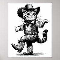 Chat Avec Cowboy Casquette Et Bottes Cowgirl Weste