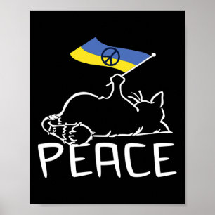 Affiche Chat avec le drapeau de l'Ukraine