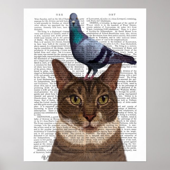 Affiche Chat avec pigeon sur tête (Devant)
