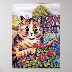 Affiche Chat avec Rose, Louis Wain