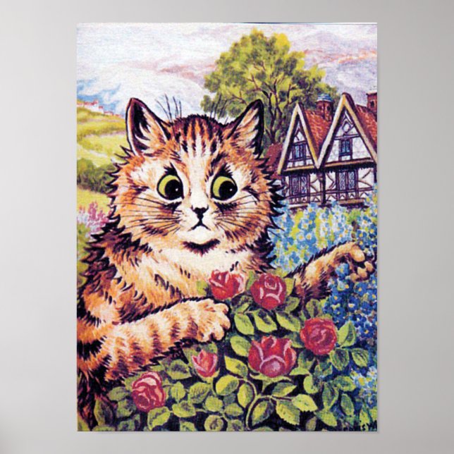 Affiche Chat avec Rose, Louis Wain (Devant)