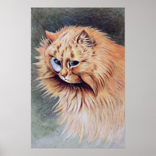 Affiche Chat avec un monocle, Louis Wain