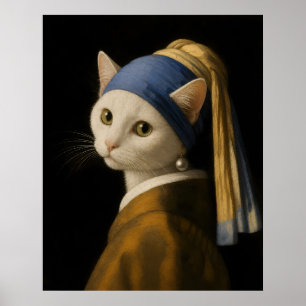 Affiche Chat avec une perle d'oreille