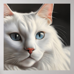 Affiche Chat blanc.