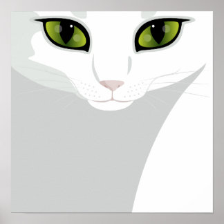 Affiche Chat blanc aux yeux verts bijoux