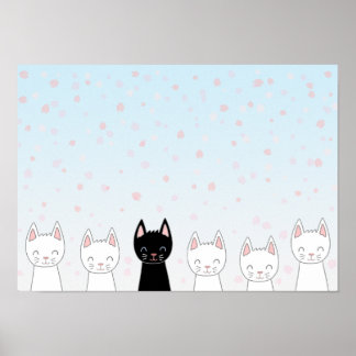 Affiche Chat blanc et chat noir
