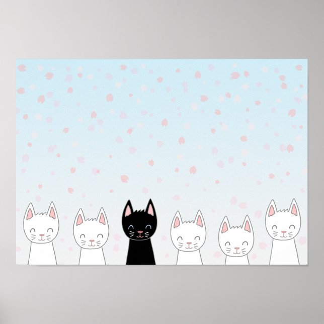 Affiche Chat blanc et chat noir (Devant)