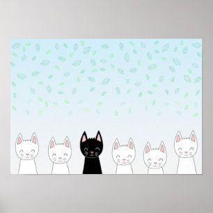 Affiche Chat blanc et chat noir