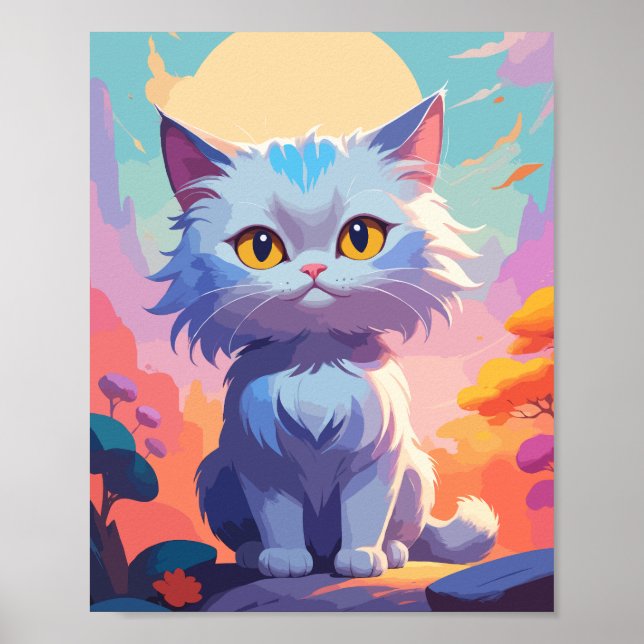 Affiche Chat blanc mignon (Devant)