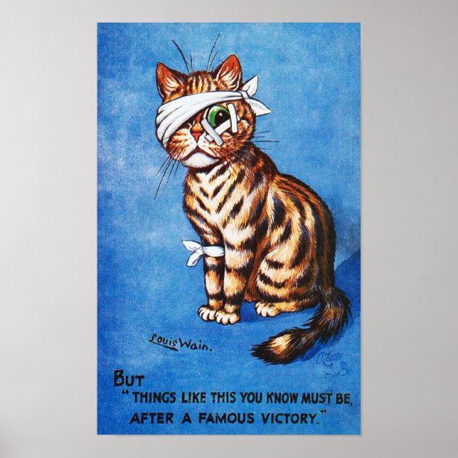 Affiche Chat Blessure Honorable, Louis Wain (Devant)