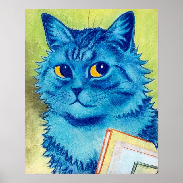 Affiche Chat bleu, Louis Wain (Devant)