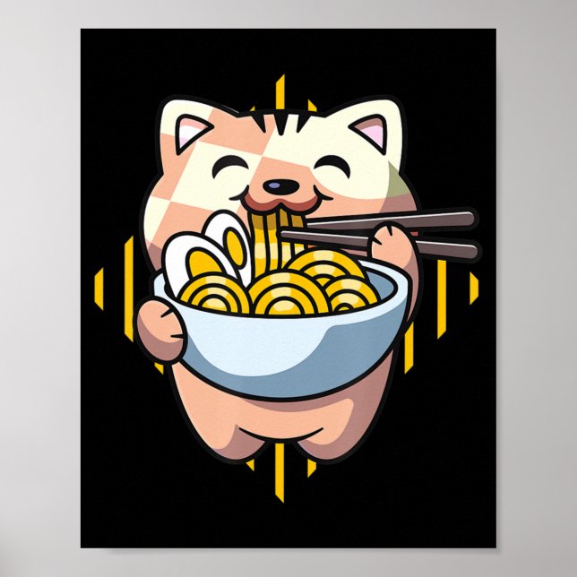 Affiche chat boba mangez ramen anime kawaii neko chat boir (Devant)
