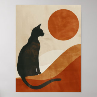 Affiche Chat Bohème Silhouette | Minimaliste Abstrait Couc