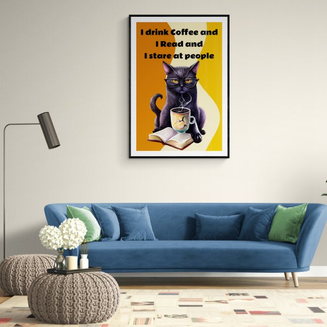 Affiche Chat boire du café art Je bois du café (Créateur téléchargé)