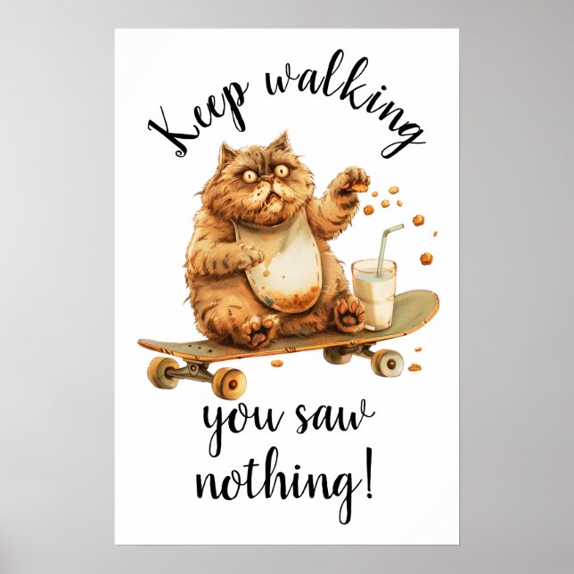 Affiche Chat brun choqué (Devant)