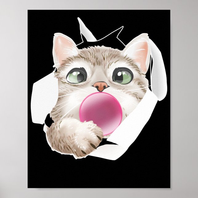 Affiche Chat Bubble Gomme Cute Feline (Devant)