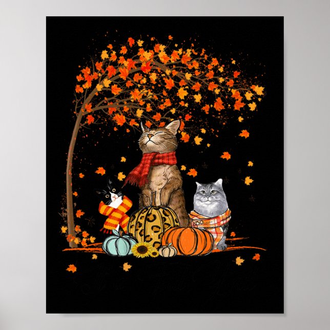 Affiche Chat C’est l’automne Y’all Citrouille Automne Hall (Devant)