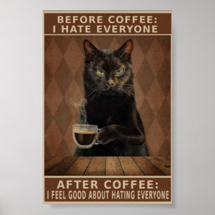 Affiche chat café vintage