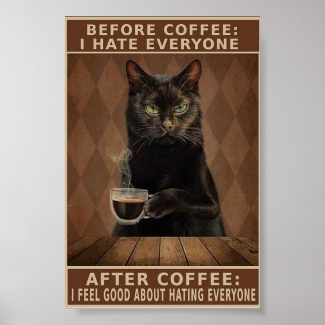 Affiche chat café vintage (Devant)