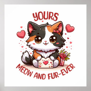 Affiche Chat calicot adorable pour la Saint-Valentin