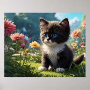 Affiche *~* Chat Chaton 5:4 Félin Minou Tuxedo Douce