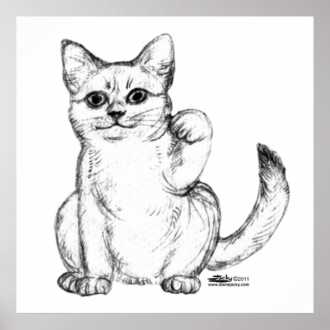Affiche Chat Chaton Maneki Neko Invite (Devant)