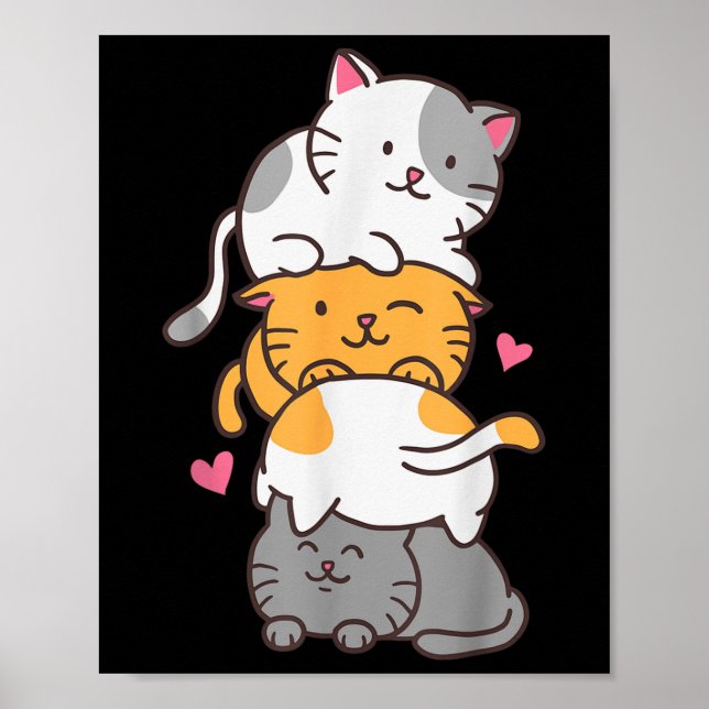 Affiche Chat Chats Mignon Kitty Tas Anime Kawaii Neko  (Devant)