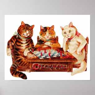 Affiche Chat Chess Checkmate Louis Wain