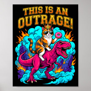 Affiche Chat chevauchant un dinosaure c'est une outrage su