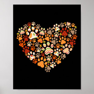 Affiche Chat Chien Cute Empreinte de patte Citrouille Auto