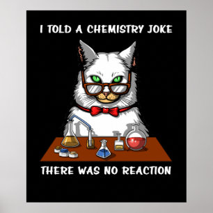 Affiche Chat Chimie Professeur Funny Pas de Réaction Plais