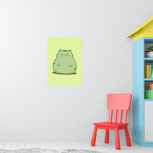 Affiche Chat Chubby Matcha Vert