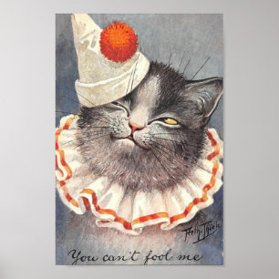 Affiche Chat clown vintage