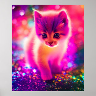 Affiche chat coloré