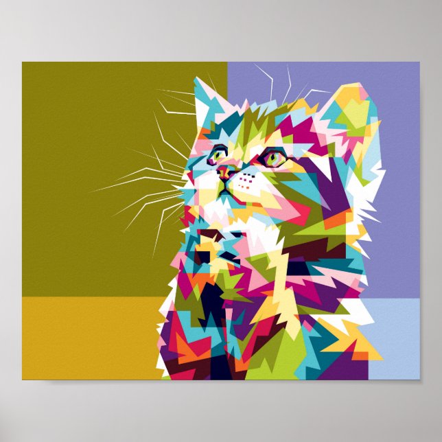 Affiche Chat coloré (Devant)