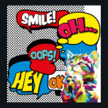 Affiche Chat coloré Comic Hope Iconic Pop Art<br><div class="desc">Design dynamique dans la bande dessinée de style rétro. Avec un arrière - plan bleu vif et l'icône multicolore éclatante de pop art,  ce design énergique est sûr de faire un ajout psychique partout où vous allez,  à votre maison ou votre lieu de travail.</div>