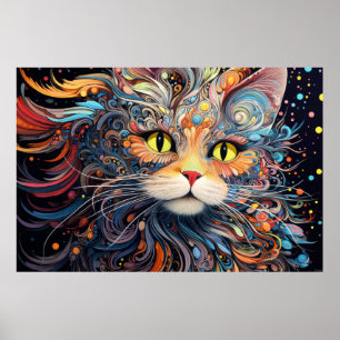 Affiche Chat Colorful Animal Enchanter Abstrait