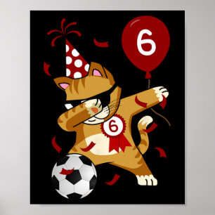 Affiche Chat Cool Dabbing Football de Football 5e Annivers