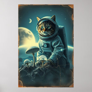 Affiche Chat cosmique sur Disco MuShrooms